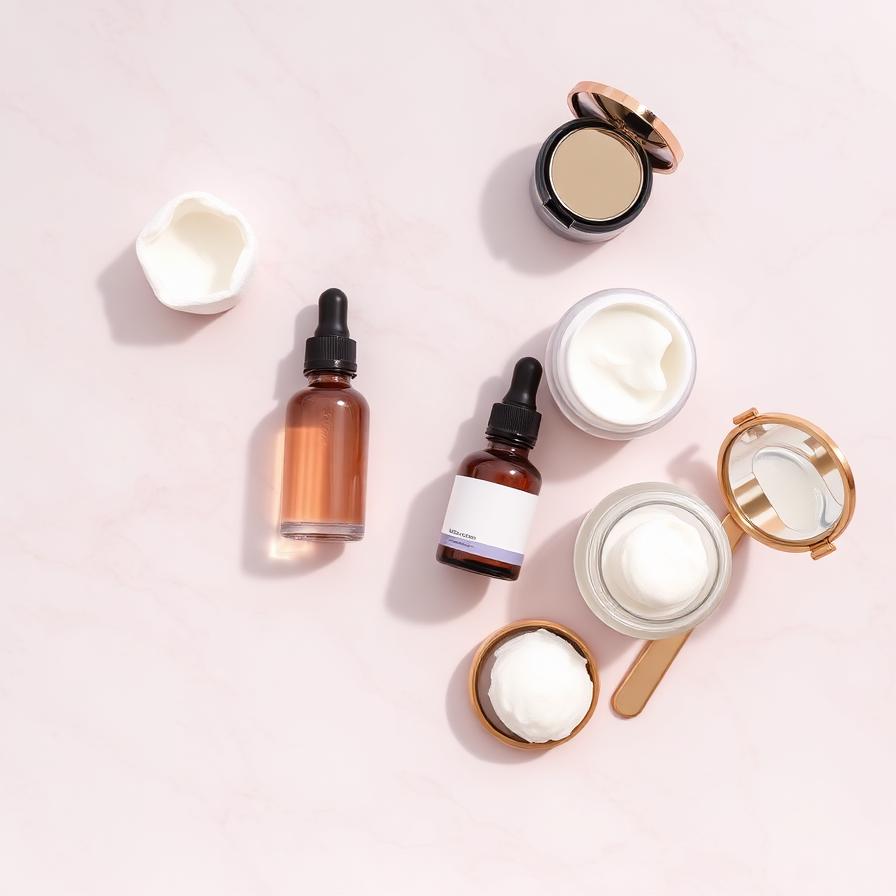 Skincare products on a marble surface